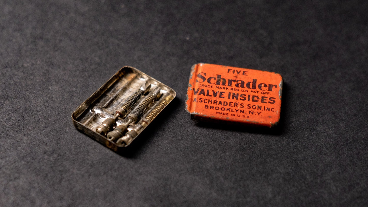 Five Schrader Valve Insides Tin