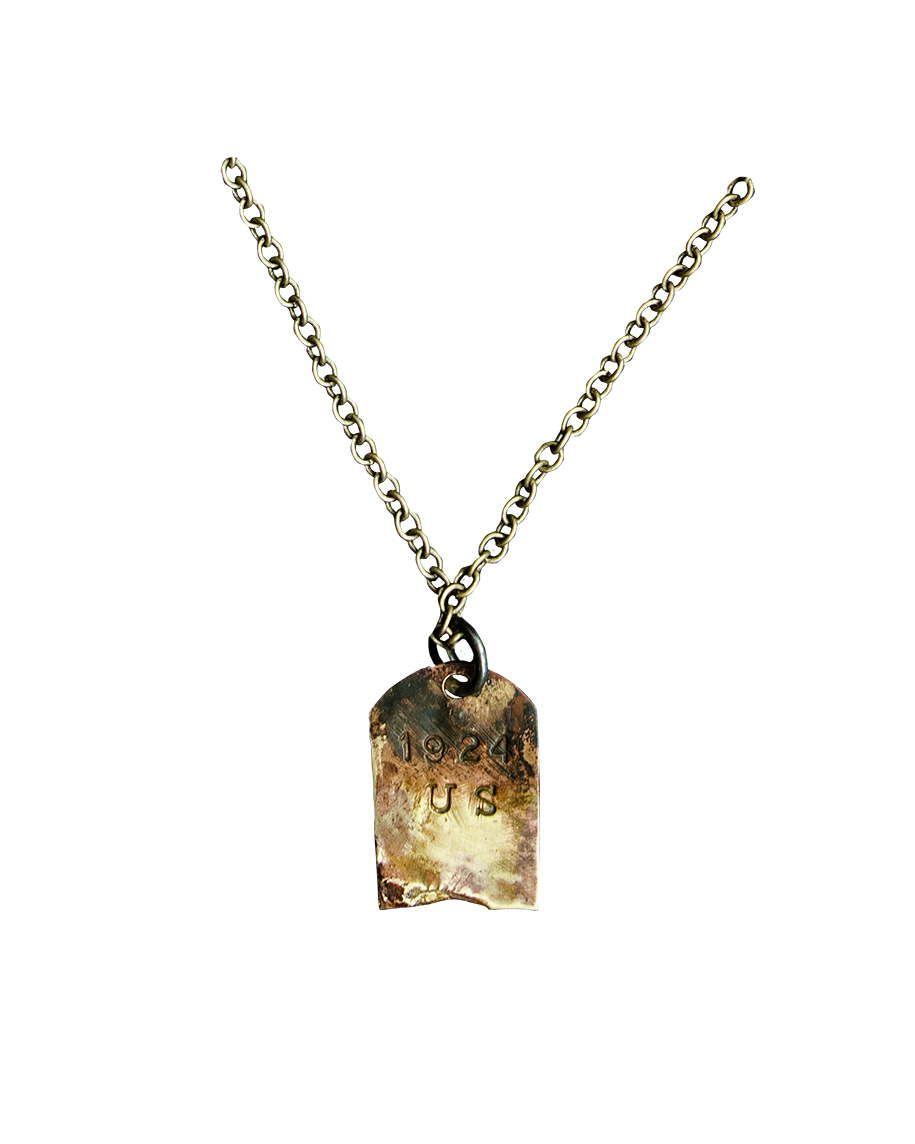 The 1924us x Lee Brennan Custom Brass Tombstone Pendant Necklace