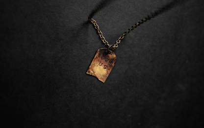 The 1924us x Lee Brennan Custom Brass Tombstone Pendant Necklace