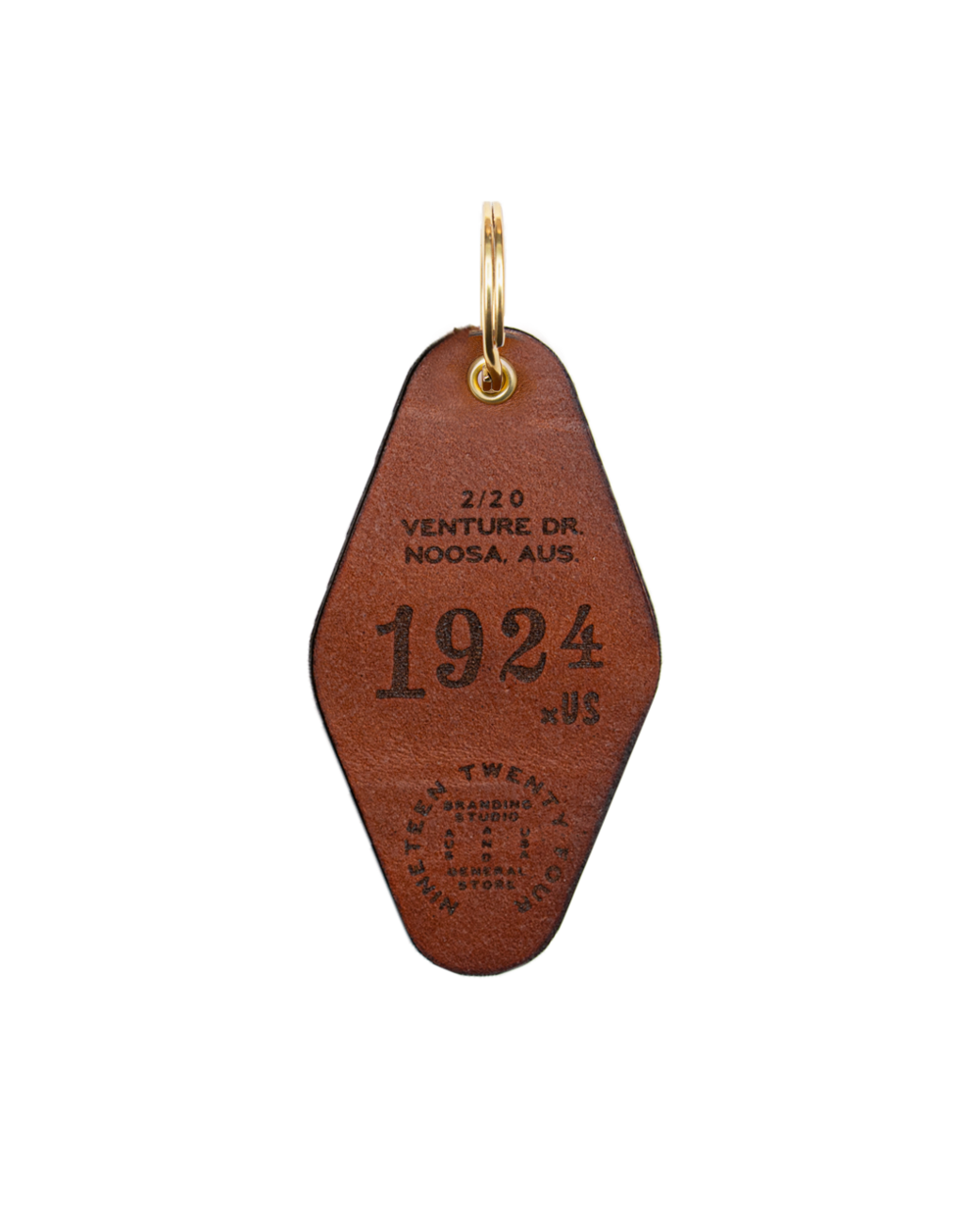 Etiqueta de llavero de cuero con diamantes de 1924us