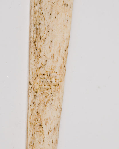 Hueso fálico de morsa Scrimshaw antiguo de finales del siglo XIX