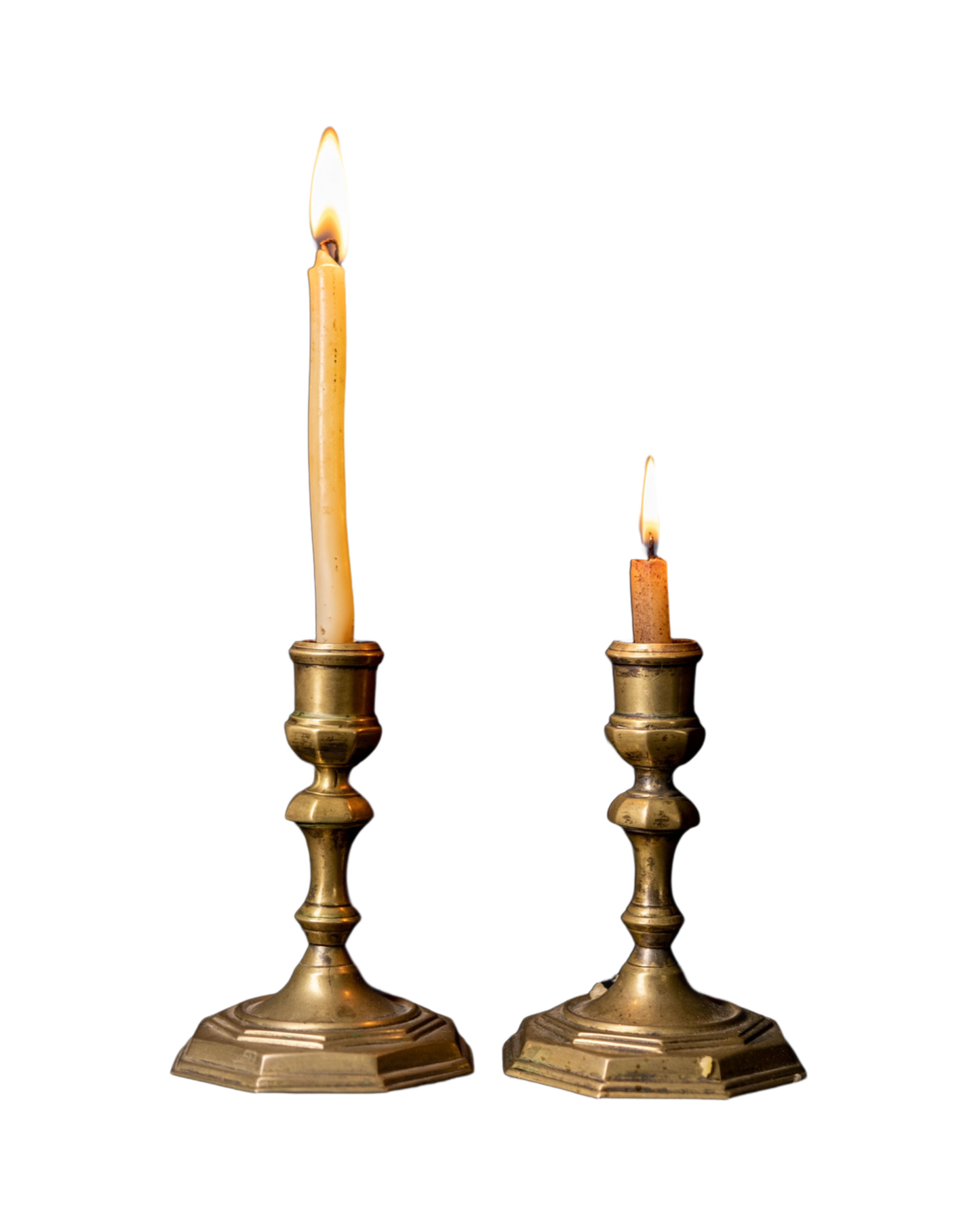 Early Pair of English Brass Candles
