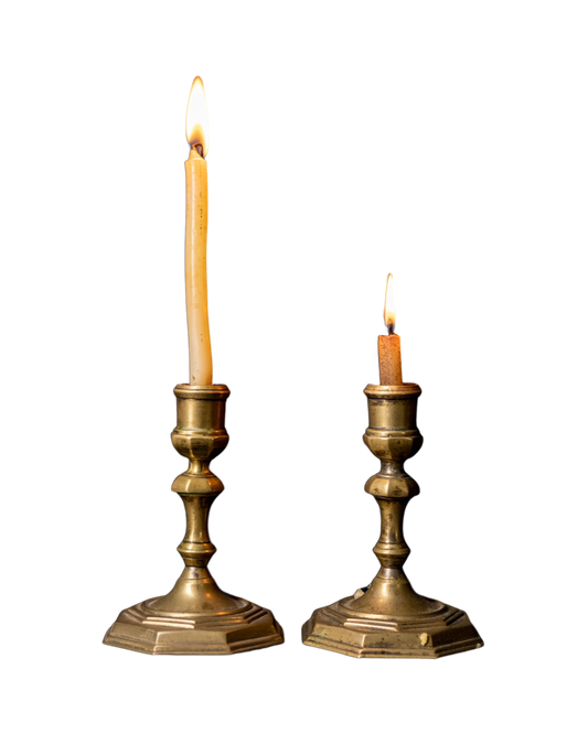 Early Pair of English Brass Candles