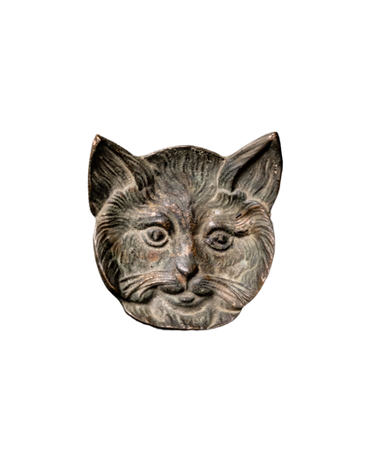 Cenicero de gato de cobre macizo en relieve