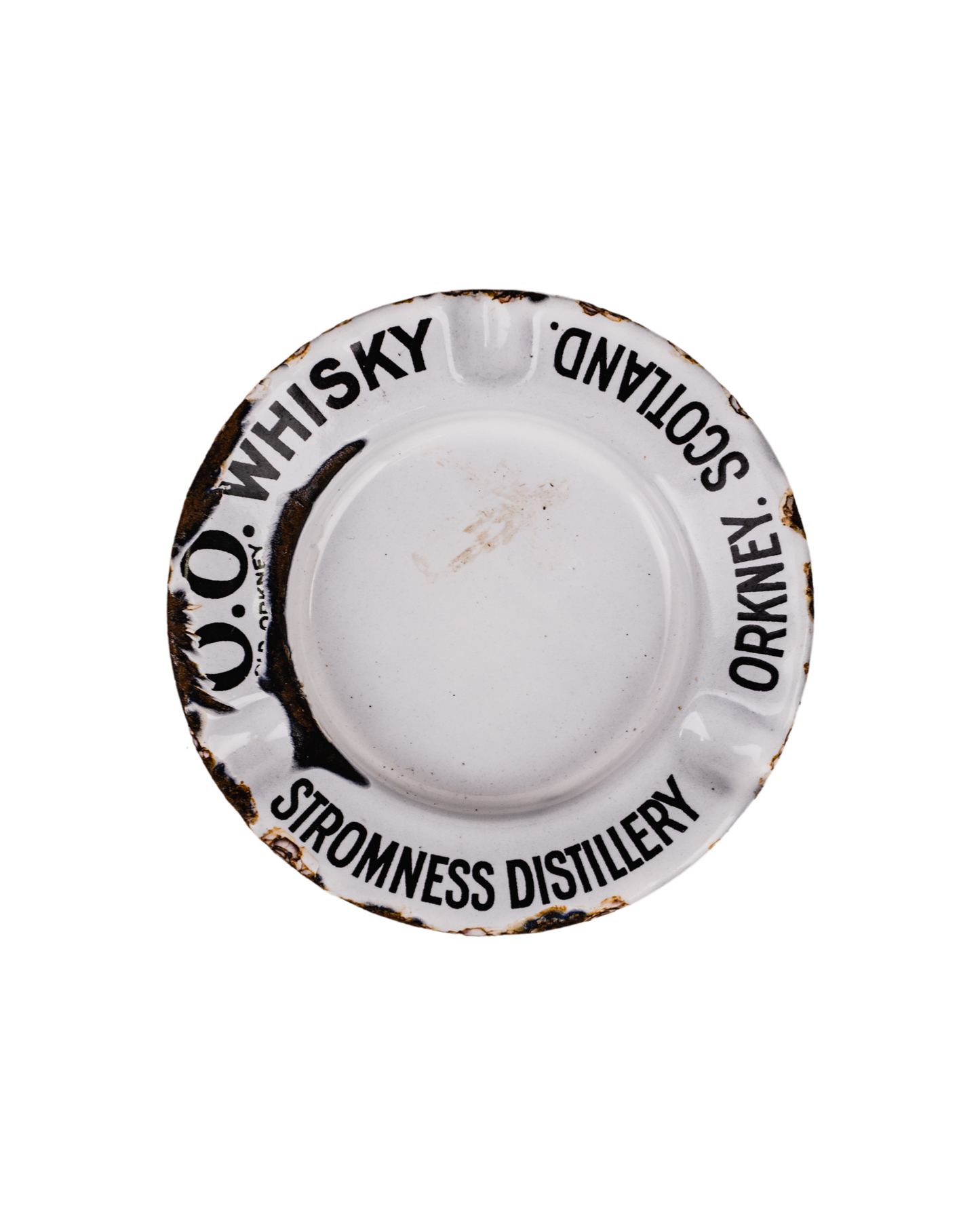 1900 年代早期 OO（老奥克尼）威士忌搪瓷烟灰缸
