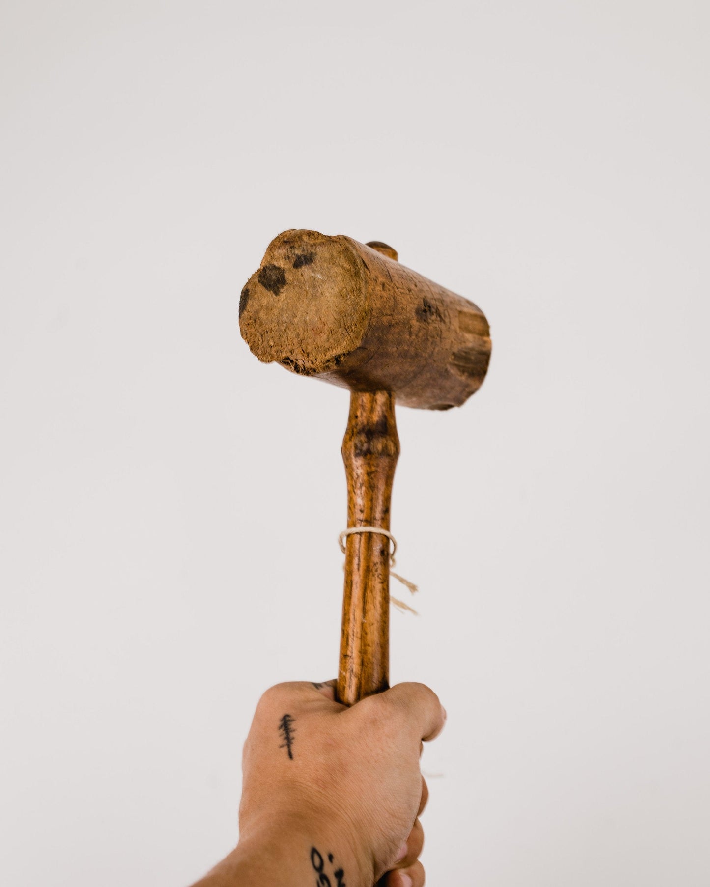 Early 1900s Wooden Mallet with Carved Initials