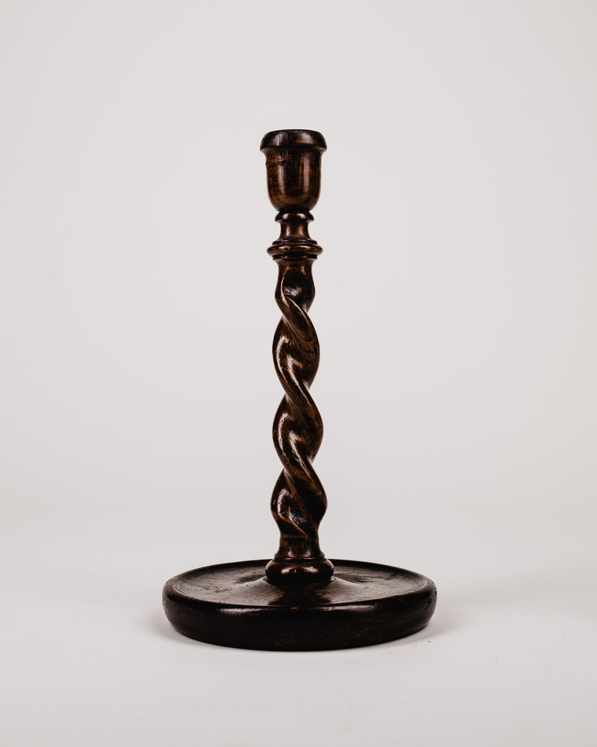 Pair of Early 1900s Oak Candlesticks