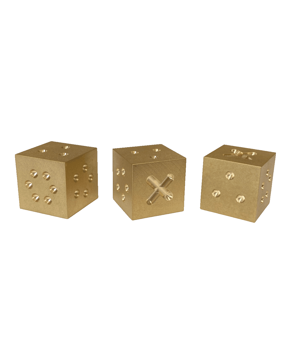 Set of 3 1924us - Solid Brass Dice