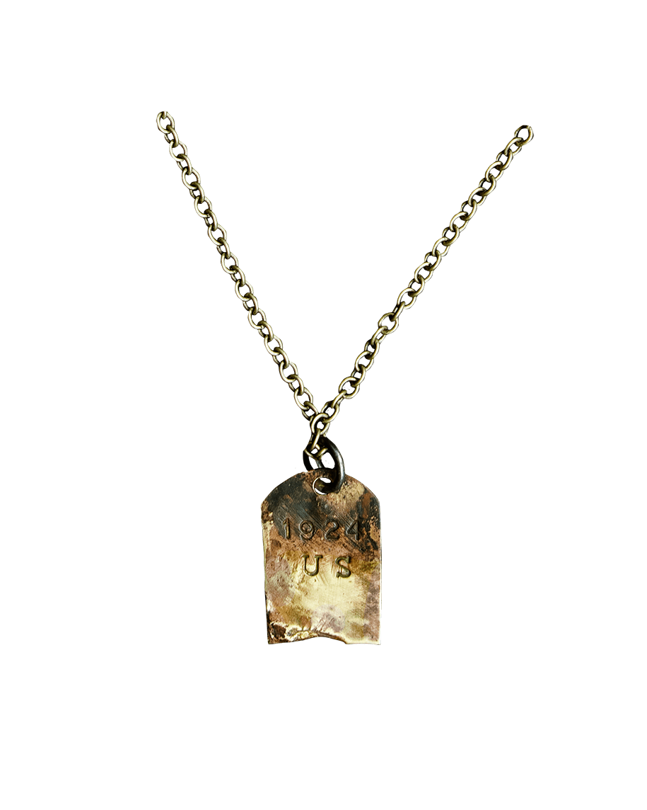 The 1924us x Lee Brennan Custom Brass Tombstone Pendant Necklace